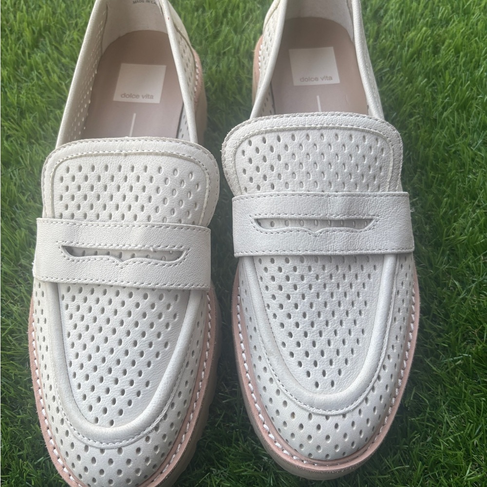 Dolce Vita Perforated Cream Loafers